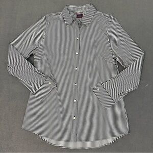 Untuckit Charcoal Grey Striped Button Down Julianna Shirt Womens 10